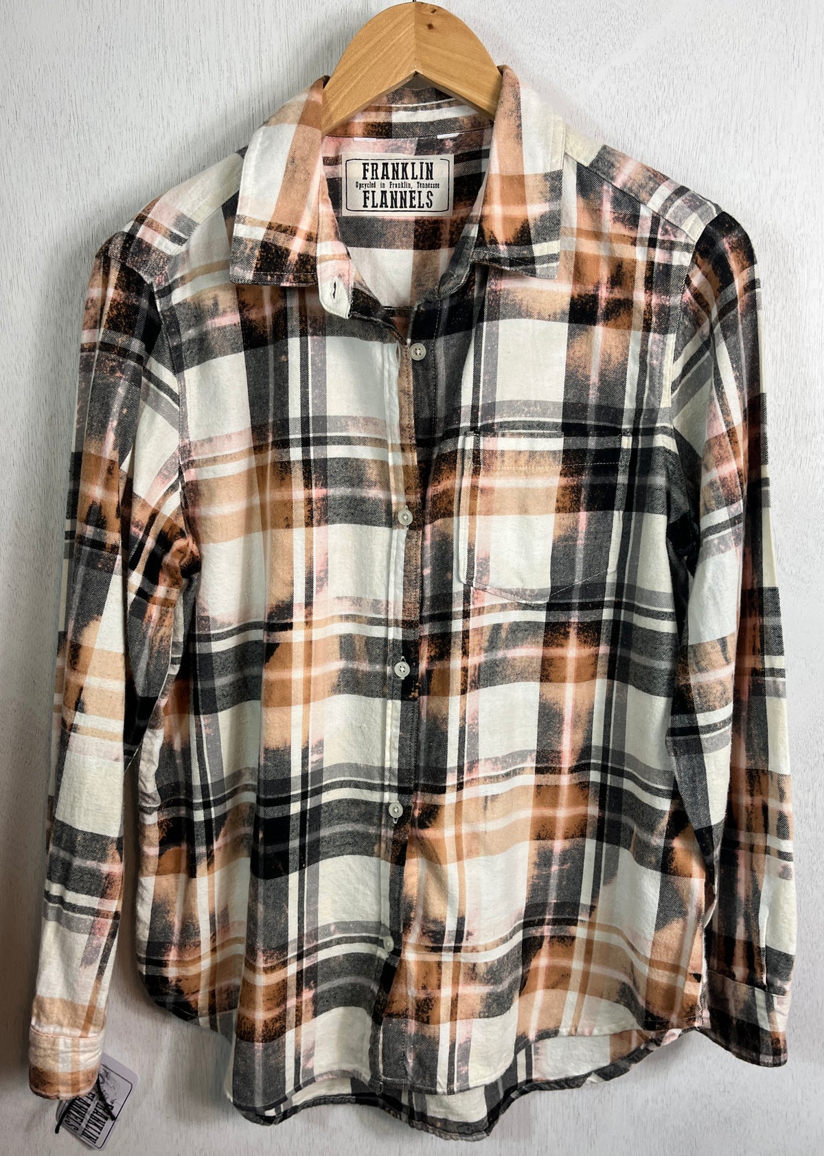 Vintage Black, White and Rust Lightweight Flannel Size Small