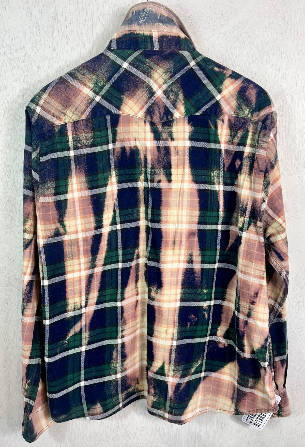 Vintage Western Style Navy, Gree, Dusty Rose and Lavender Flannel Size Medium