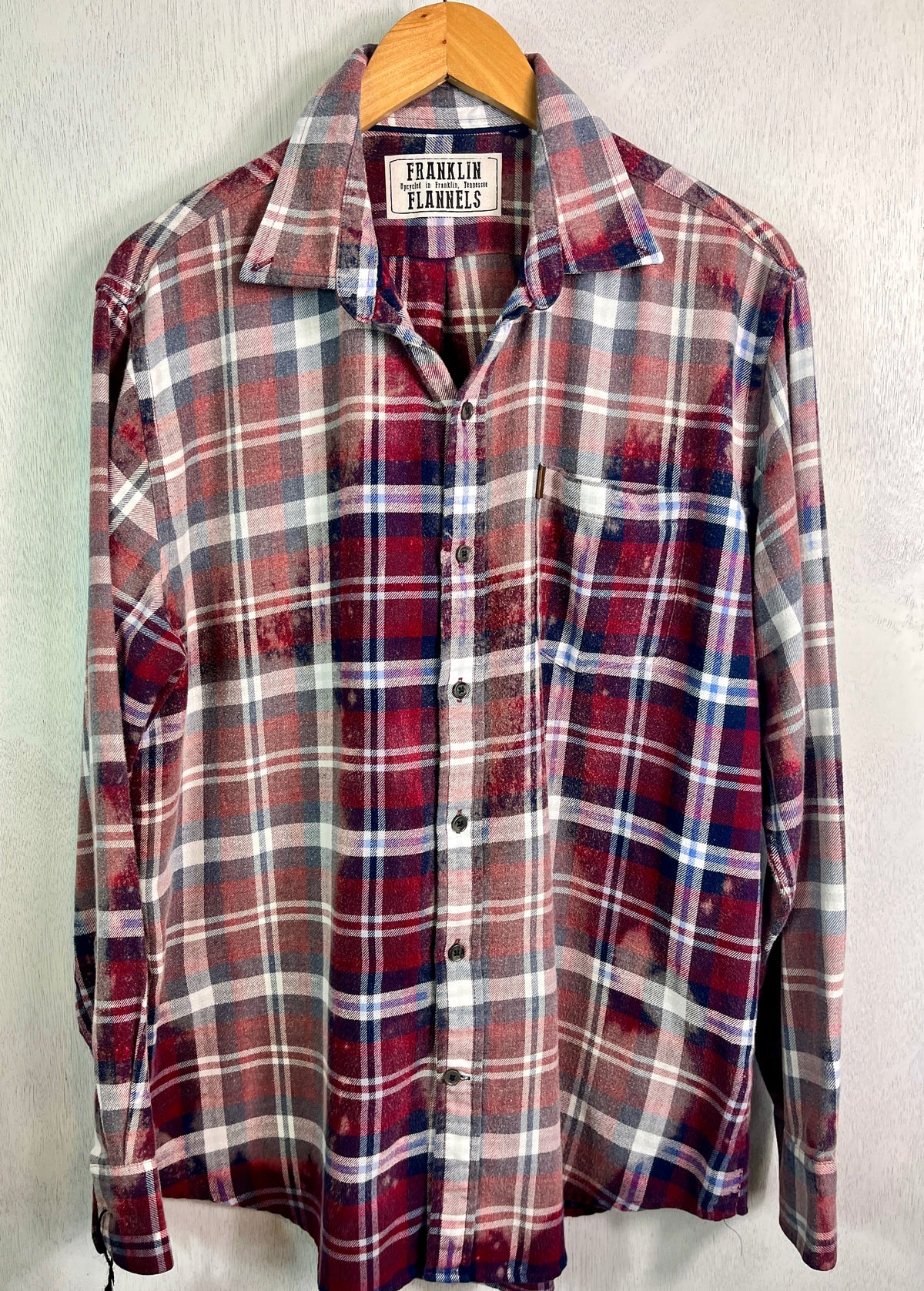 Vintage Red, Blue and White Faded Flannel Size Large