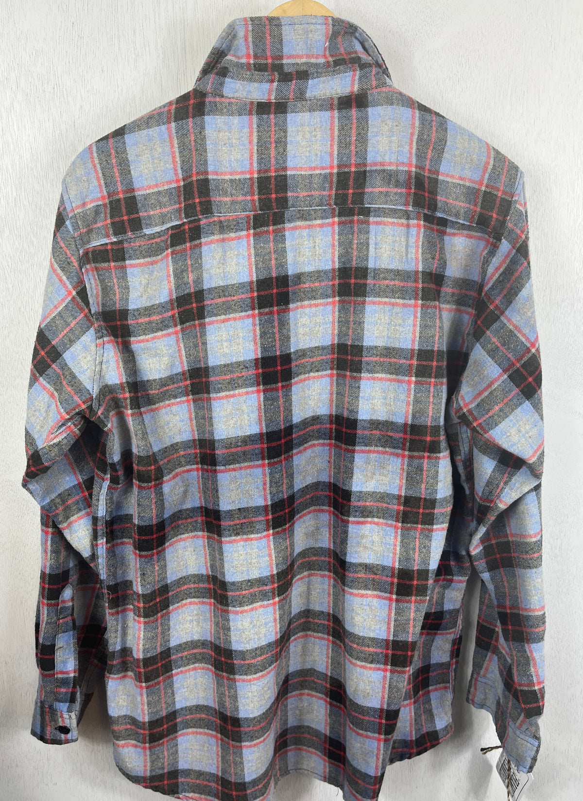 Vintage Retro Pale Blue, Red and Grey Flannel Size Medium