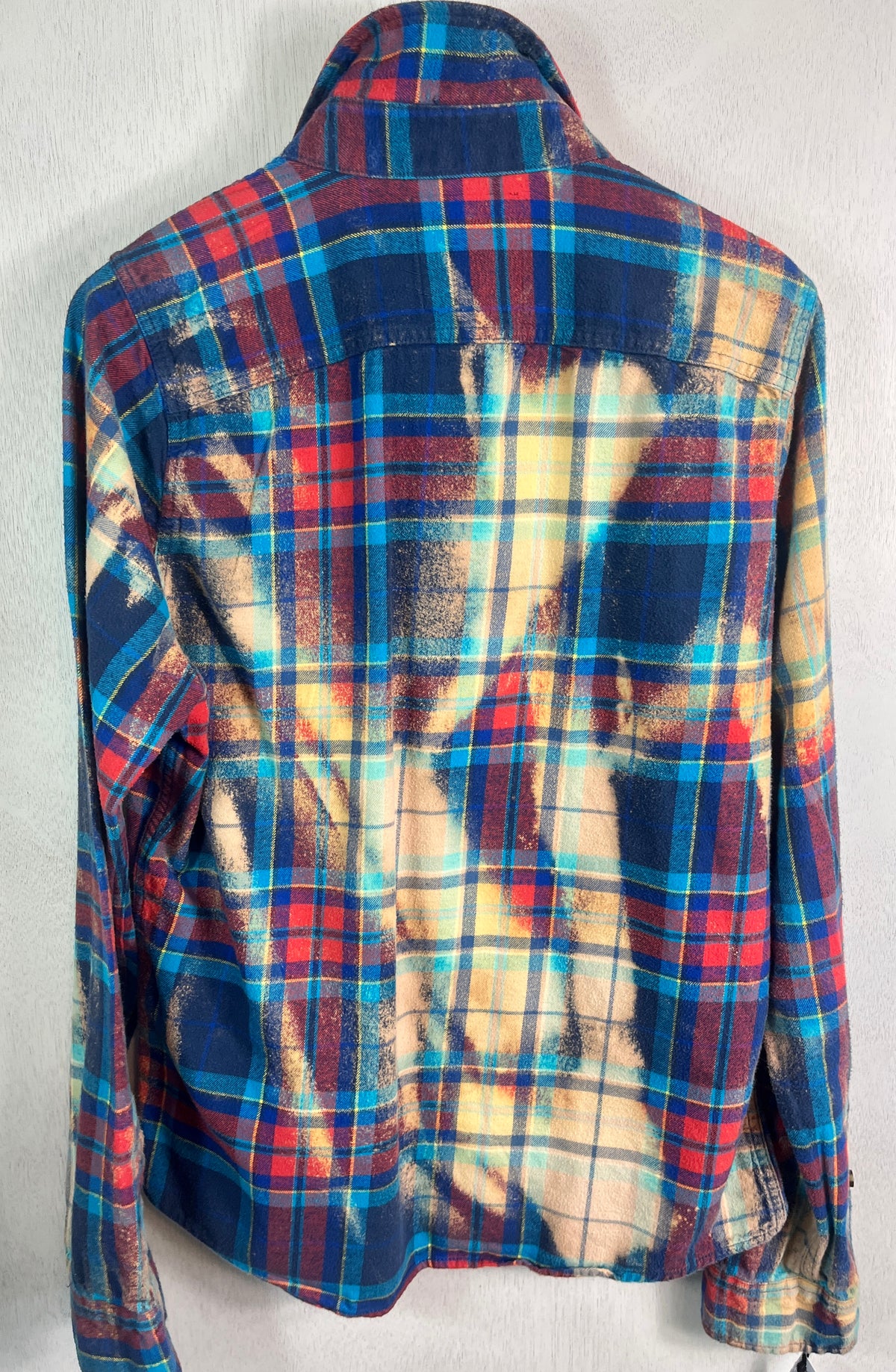 Vintage Royal Blue, Red and Light Yellow Flannel Size Small