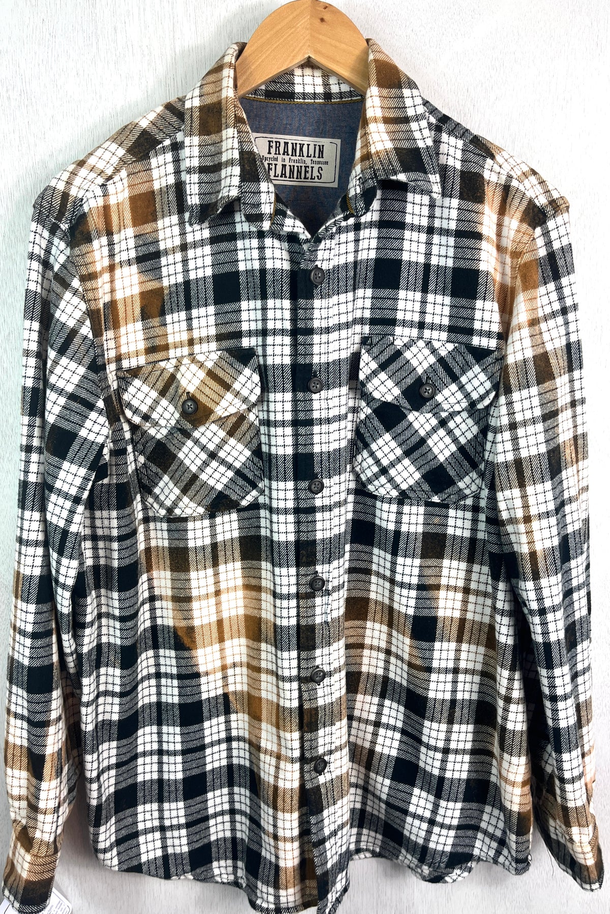 Vintage Black, White and Light Brown Flannel Jacket Size Small