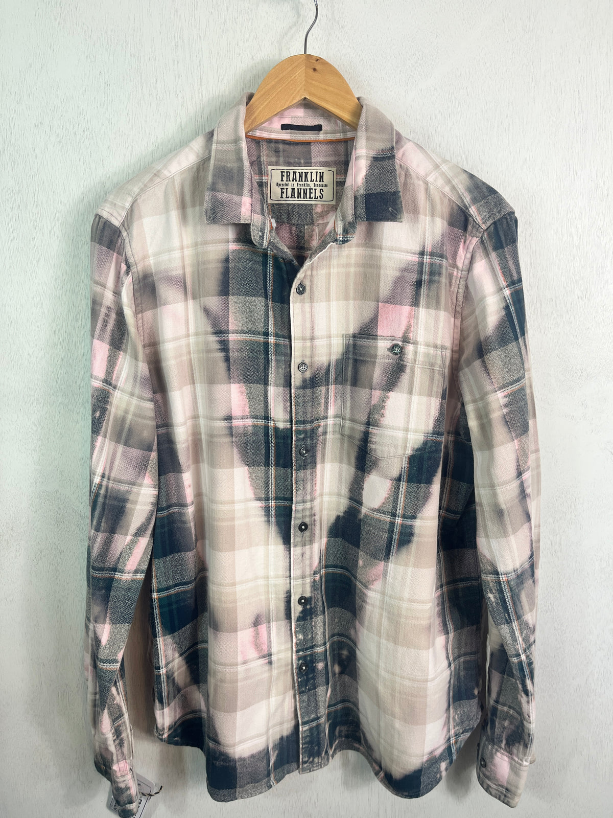 Vintage Navy, Taupe, Pink, Cream & Dove Grey Flannel Size Large