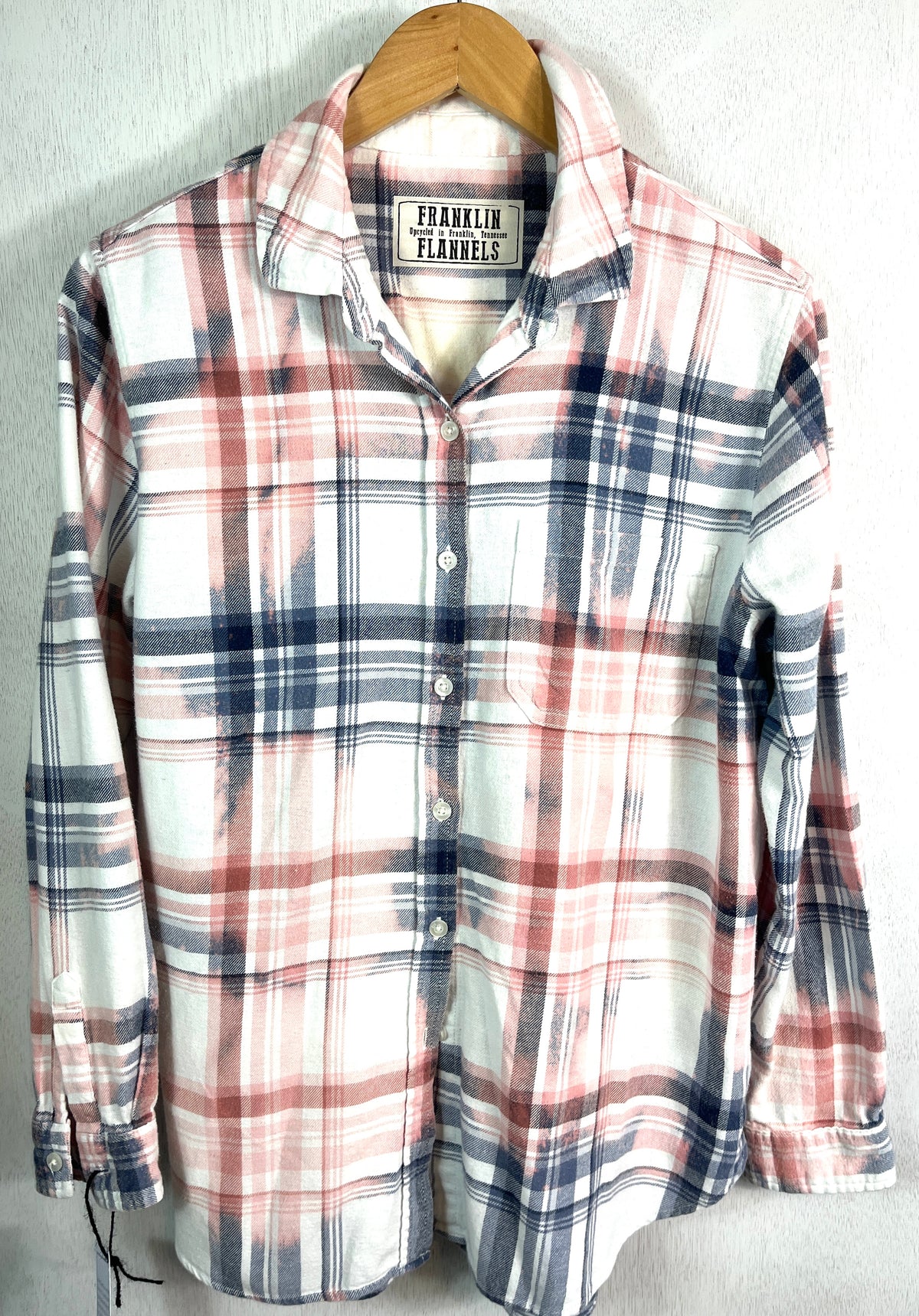 Vintage Pink, Blue and White Flannel Size Small
