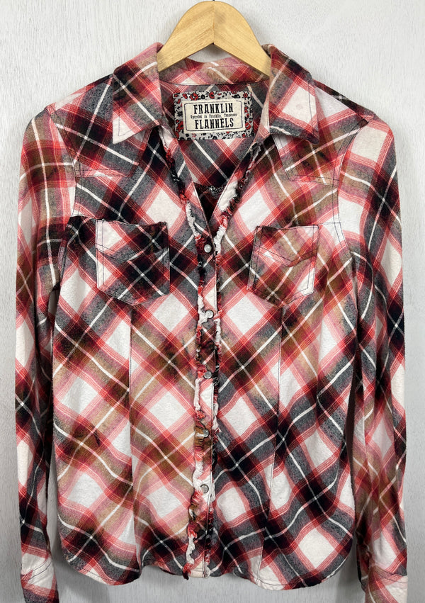 Vintage Western Style Red, Black and White Flannel Size Small
