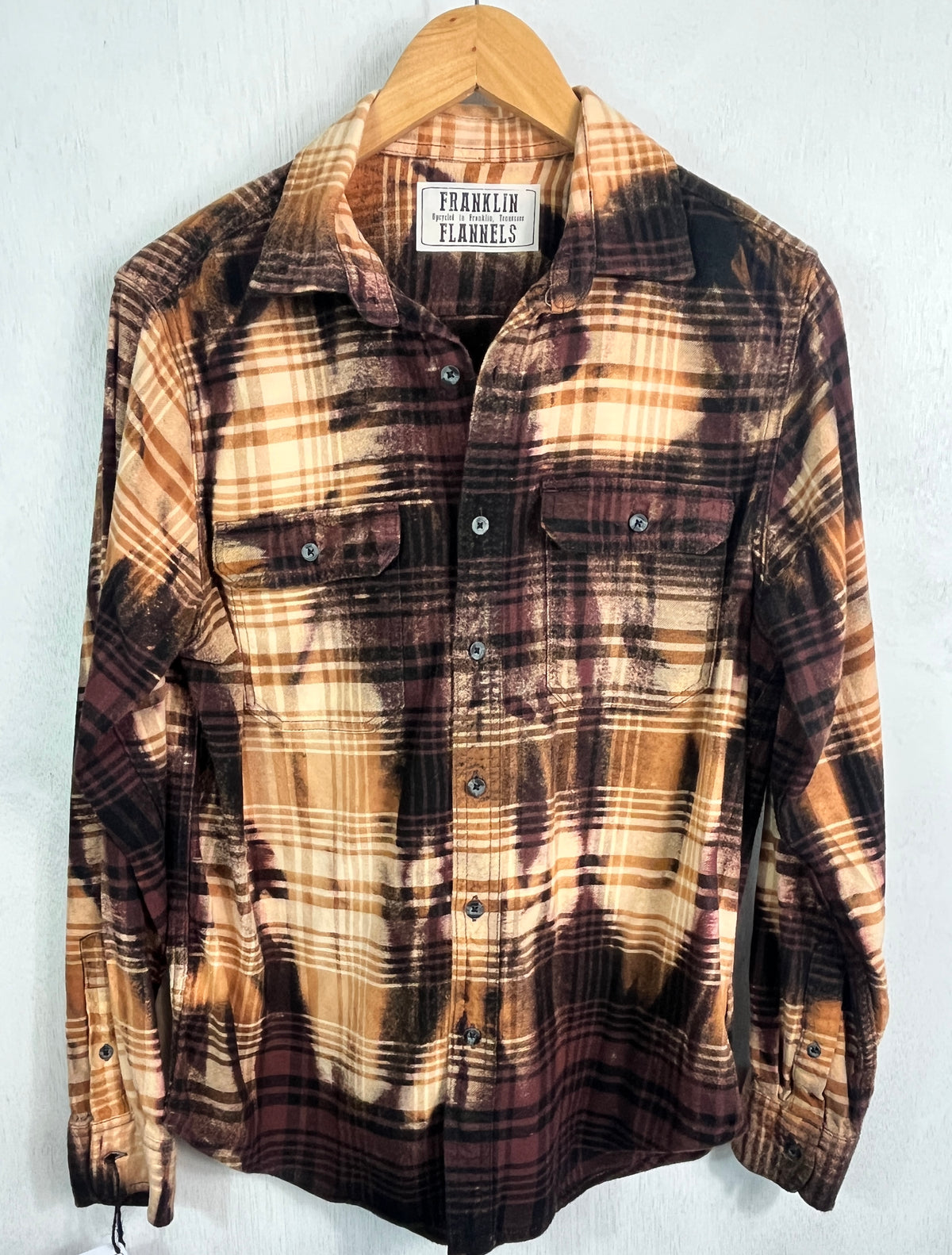 Vintage Chocolate, Black, Brown and Gold Flannel Size Small