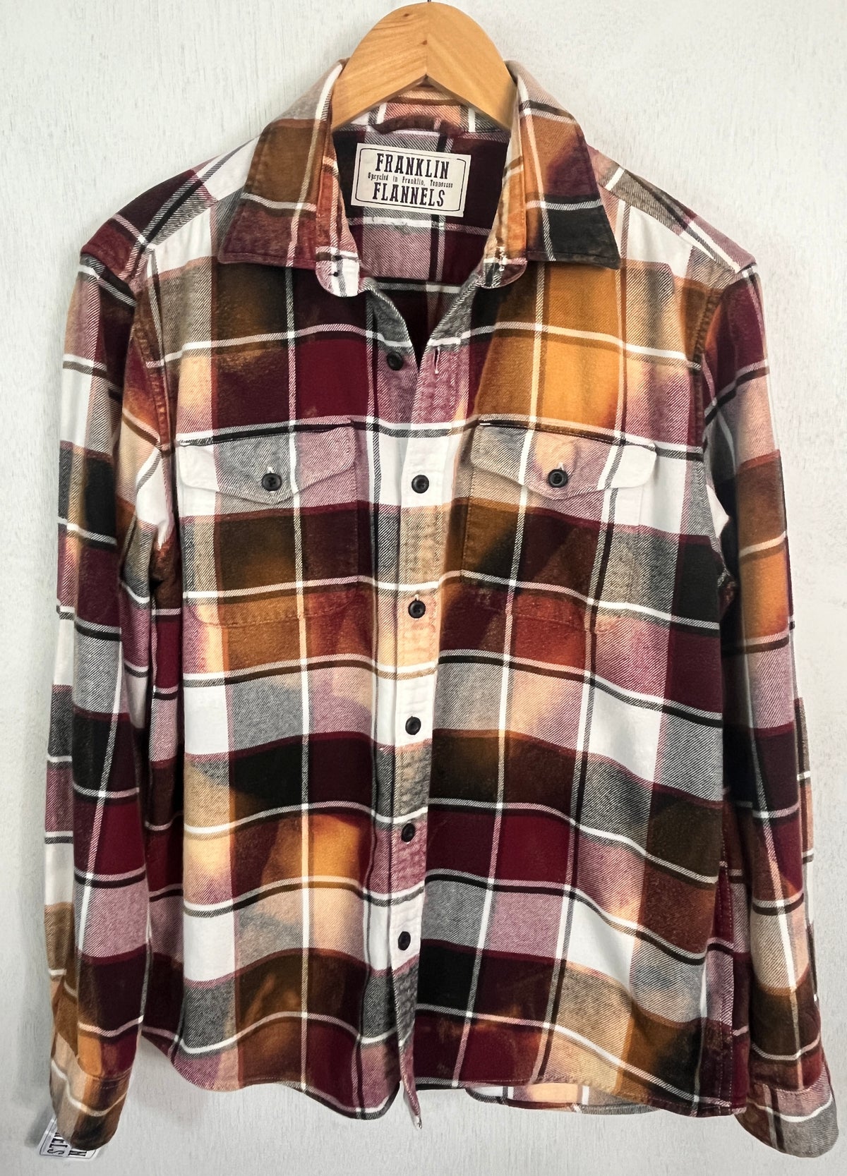 Vintage Burgundy, Rust, Black and White Flannel Size Medium