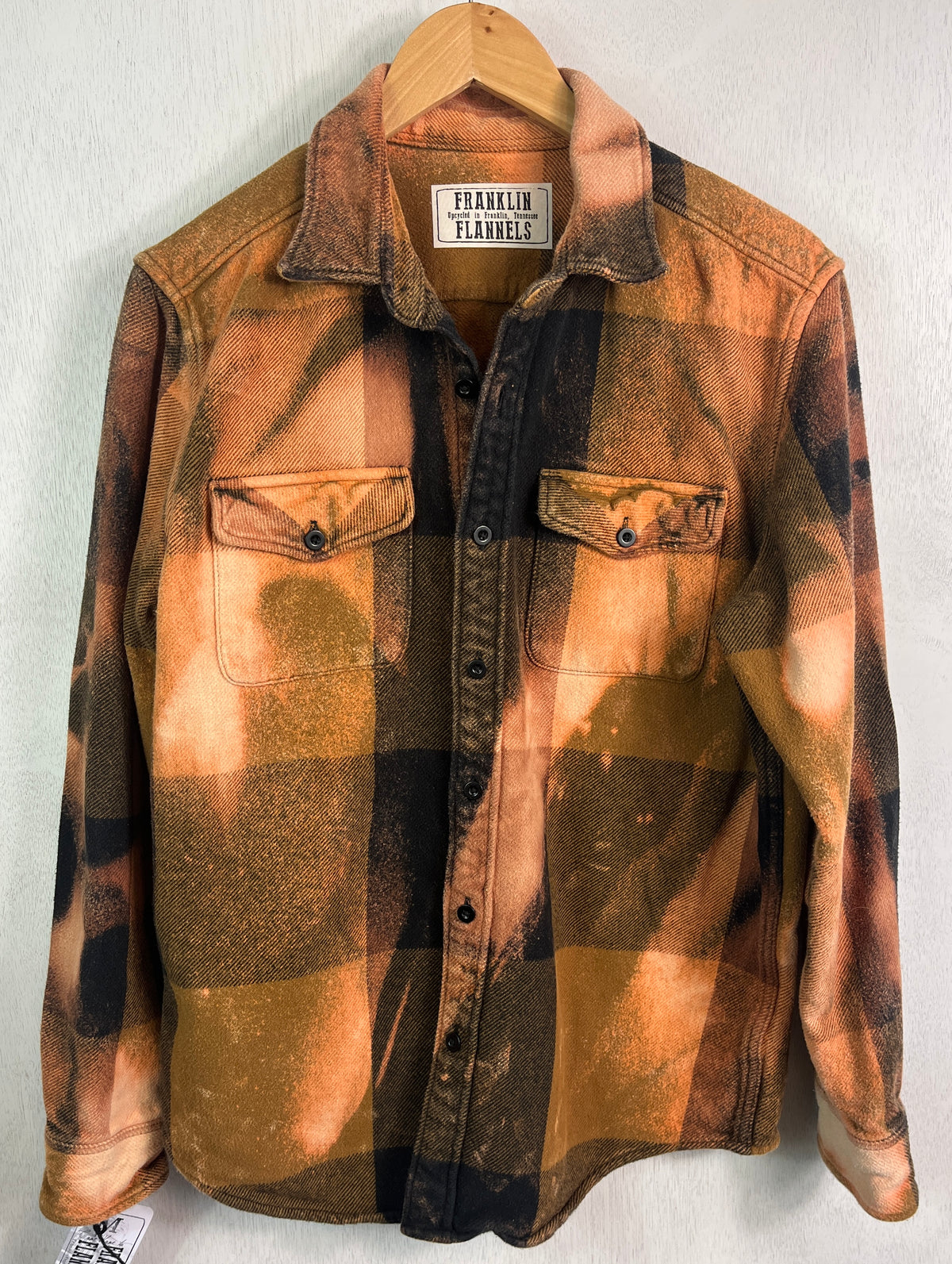 Vintage Army Green, Black, Rust and Gold Flannel Jacket Size Medium
