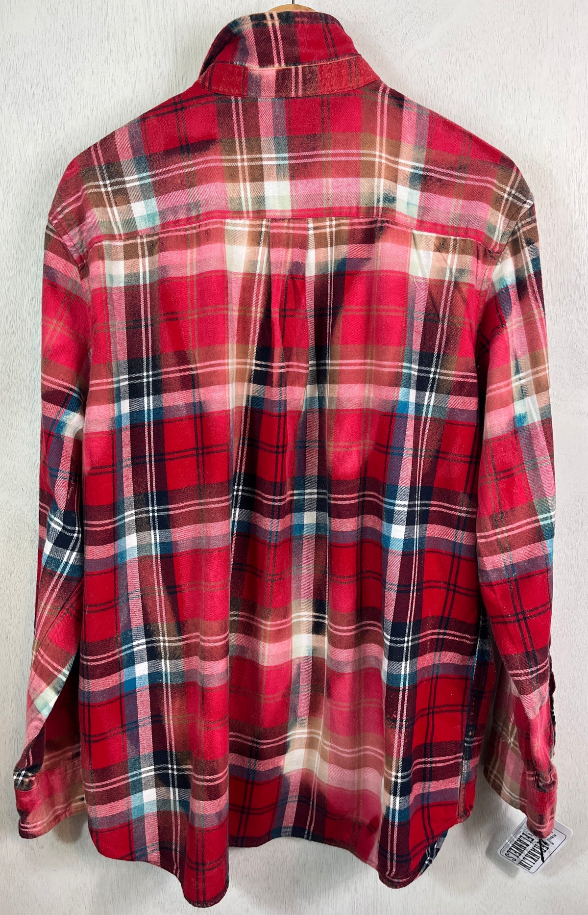 Vintage Red, Pink, Turquoise, Navy and White Flannel Size XL