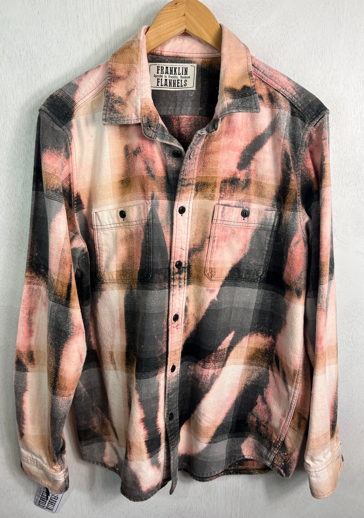 Vintage Grey, Black, Rust and Pink Flannel Size Large