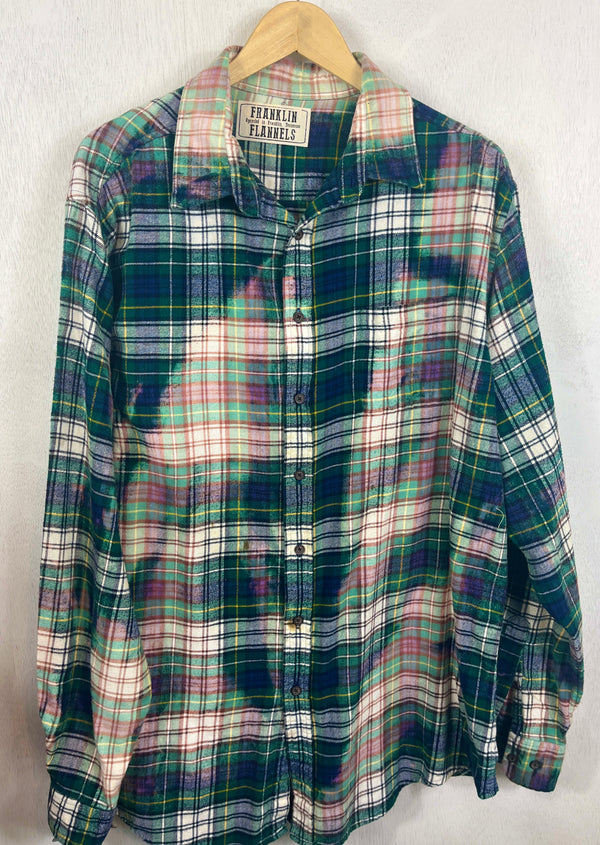 Vintage Green, Blue, PInk and White Flannel Size XL