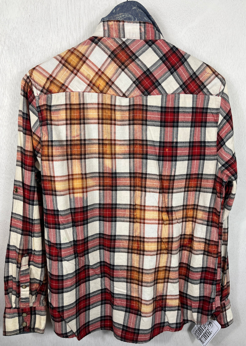 Vintage Western Style Red, Gold and Black Flannel Size Small