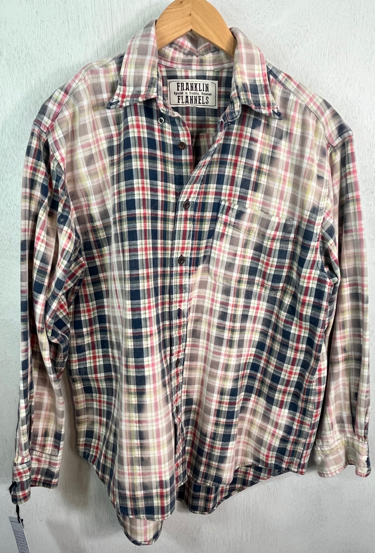 Vintage Navy, Red, White and Pink Flannel Size Large