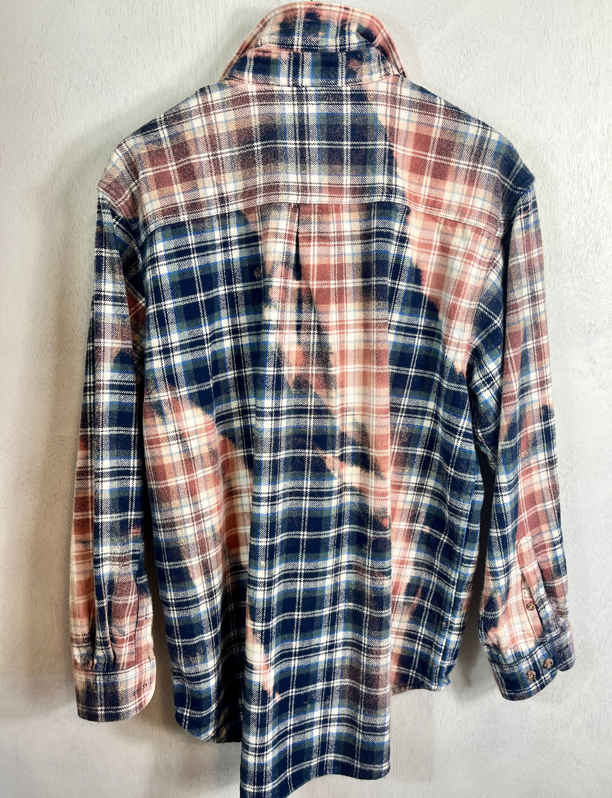 Vintage Navy Blue, Grey, Dusty Rose and White Flannel Jacket Size XL