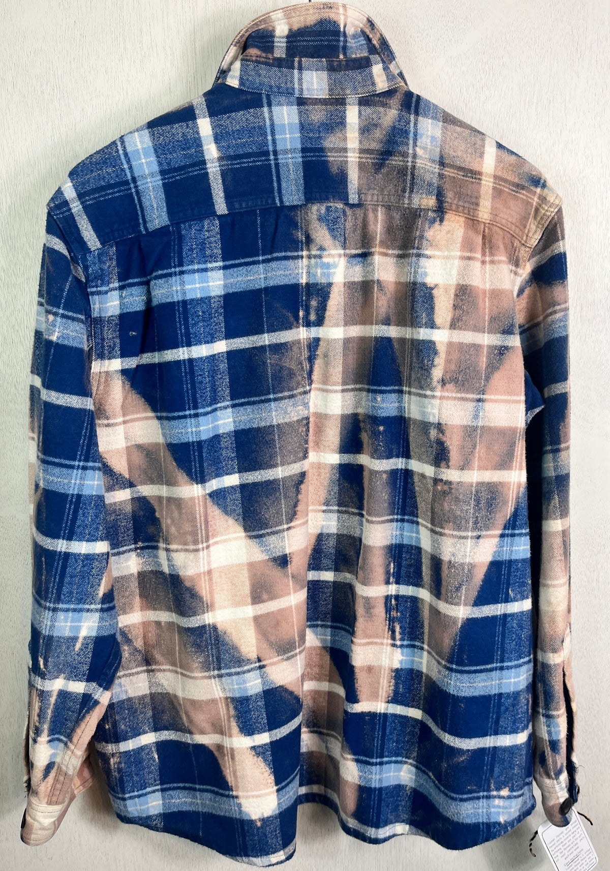 Vintage Blue, Dusty Rose and White Flannel Jacket Size Large