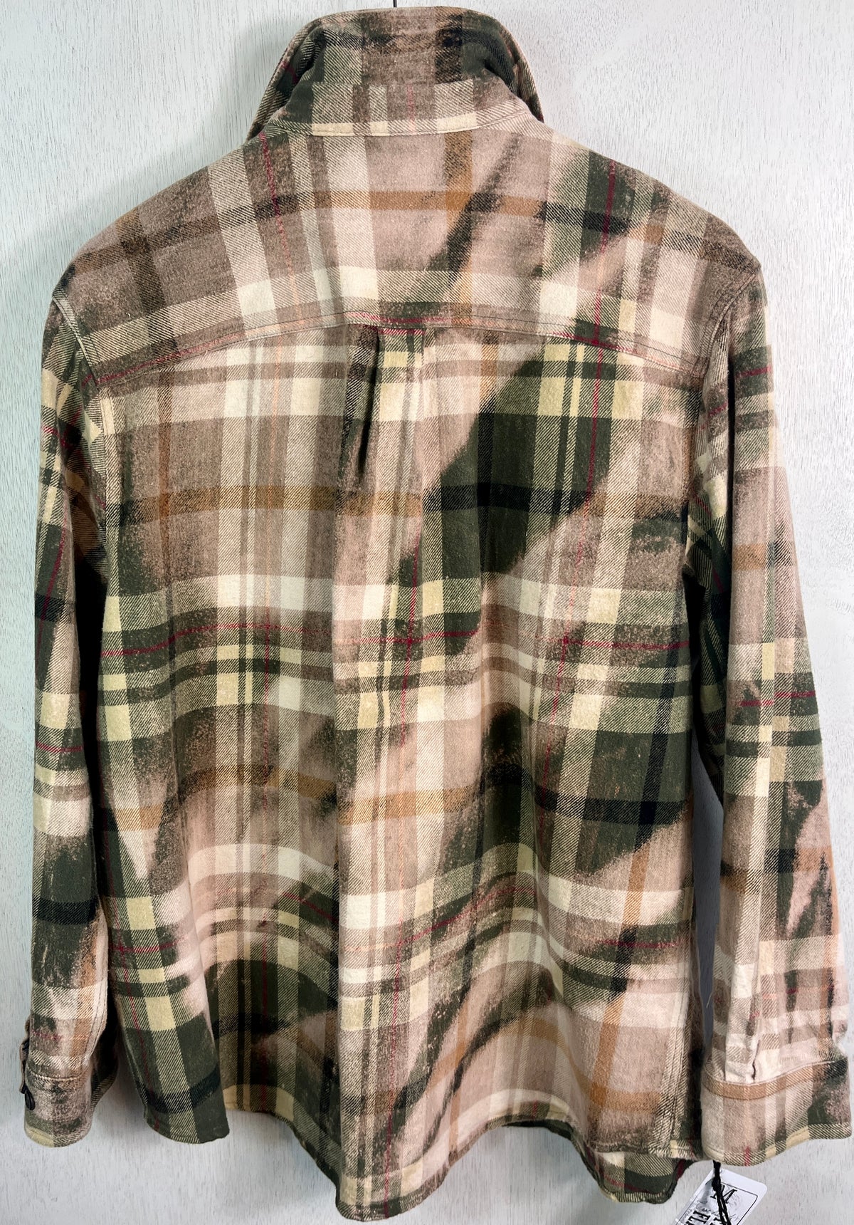 Vintage Green, Dusty Rose and Cream Flannel Jacket Size Medium