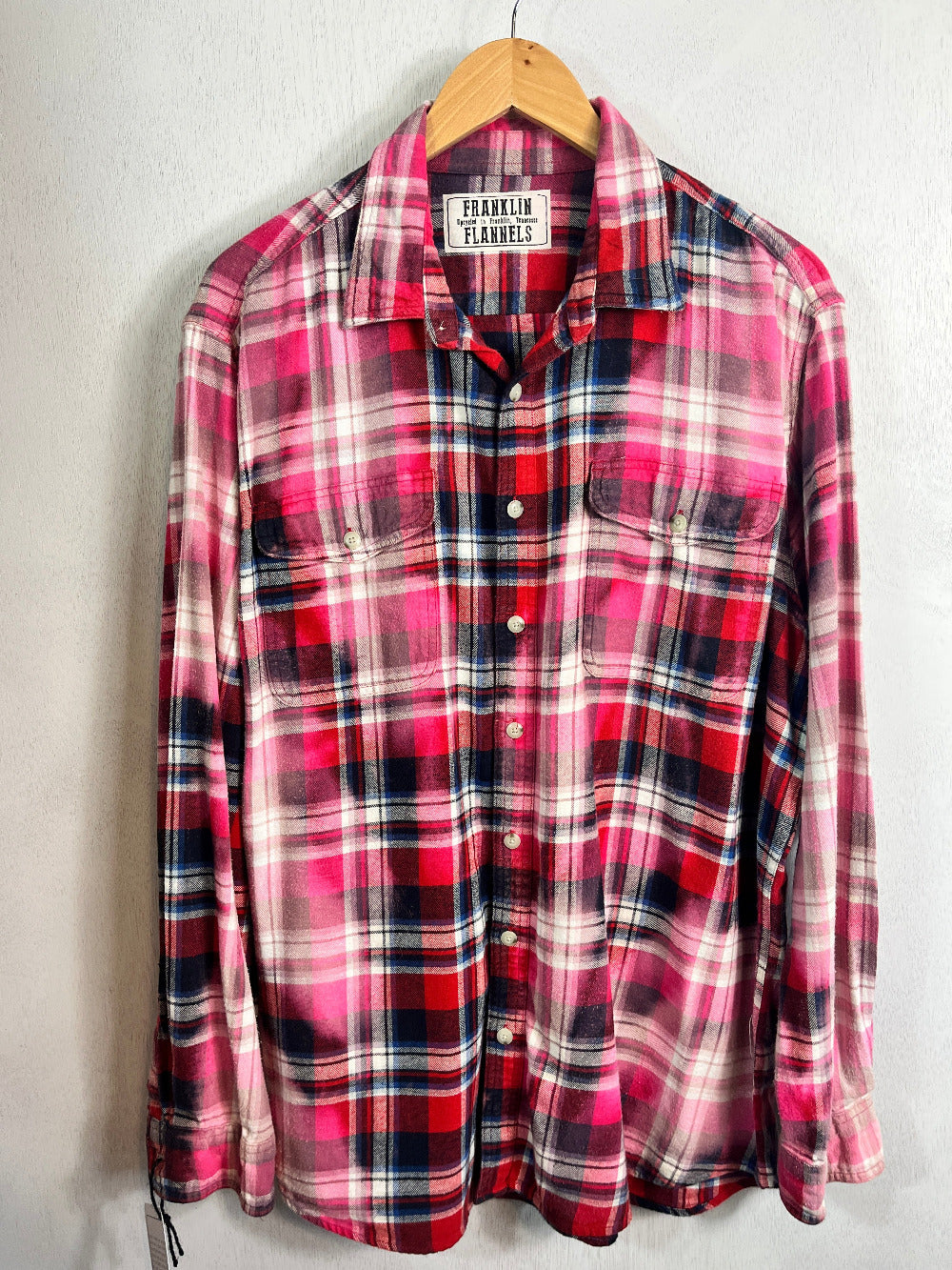 Vintage Navy, Pink, Red and White Flannel Size XL
