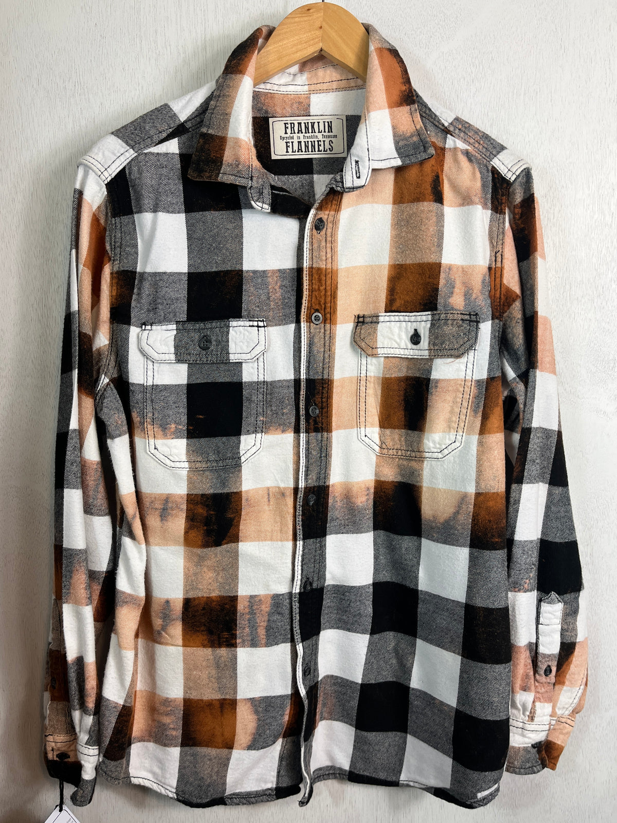 Vintage Black, White and Rust Flannel Size Medium