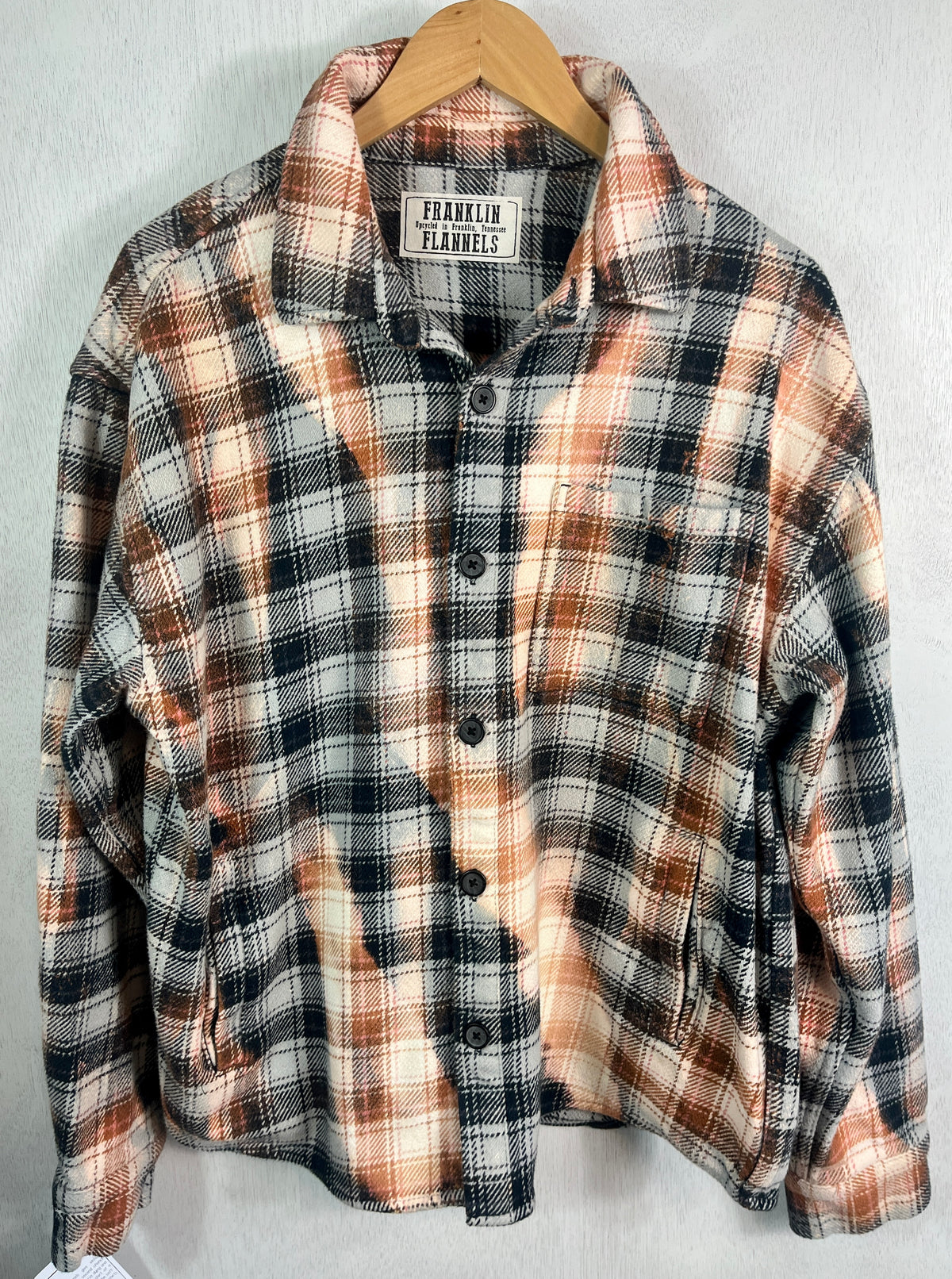 Vintage Black, Grey, White Brown and Rust Flannel Jacket Size Large