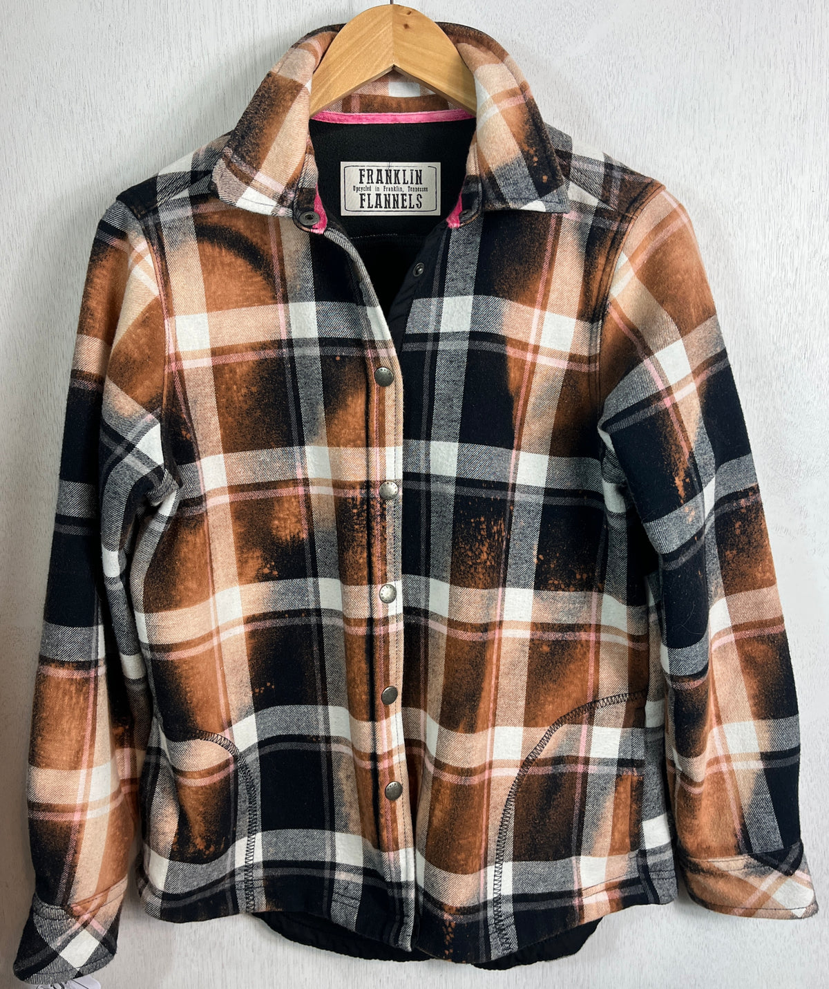 Vintage Black, White and Rust Flannel Jacket Size Small