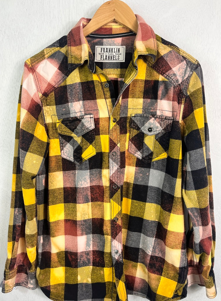 Vintage Western Style Black, Grey, Yellow and Rust Flannel Size Small