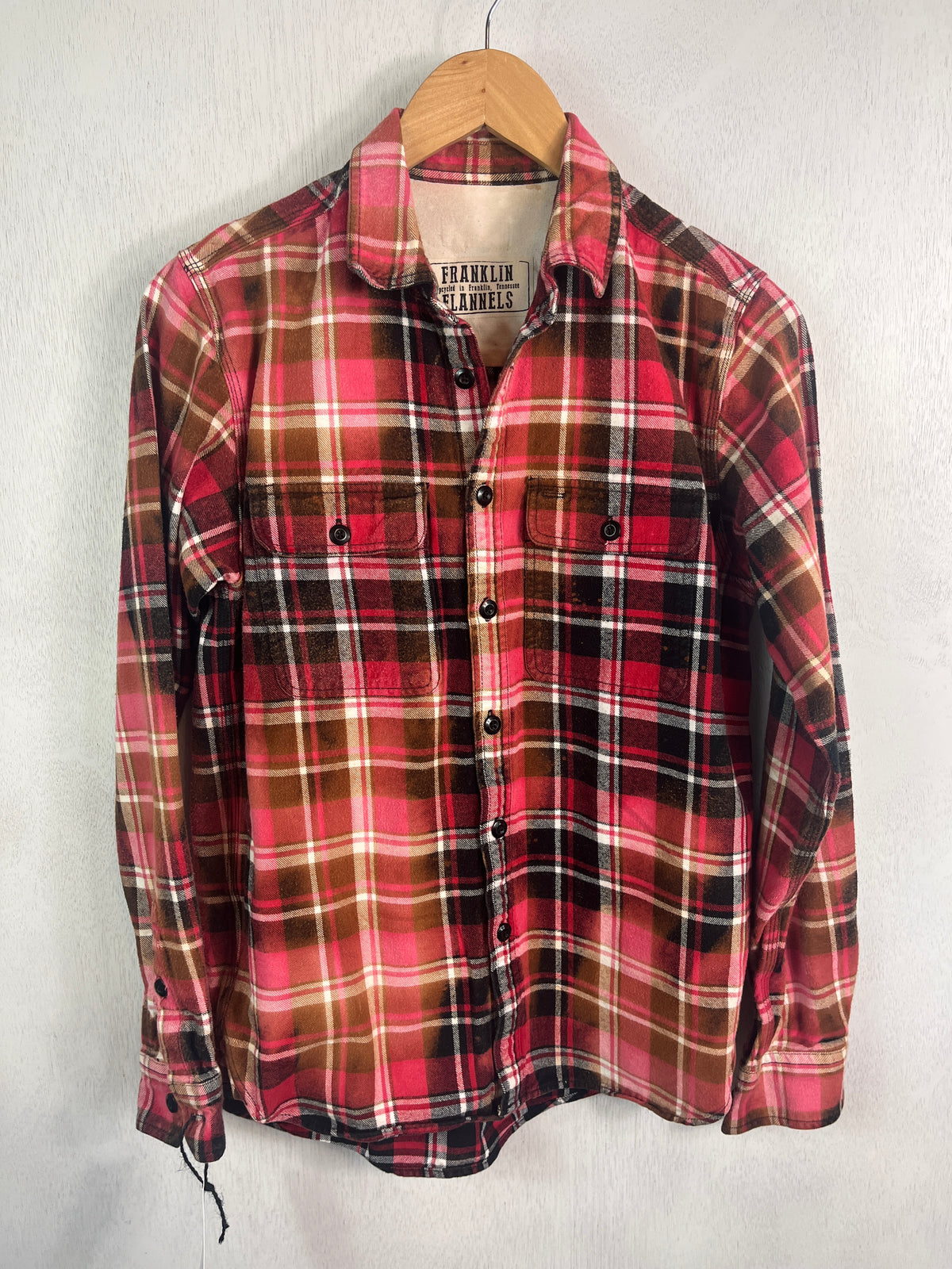 Vintage Red, Hot Pink, Black and White Flannel Size Small