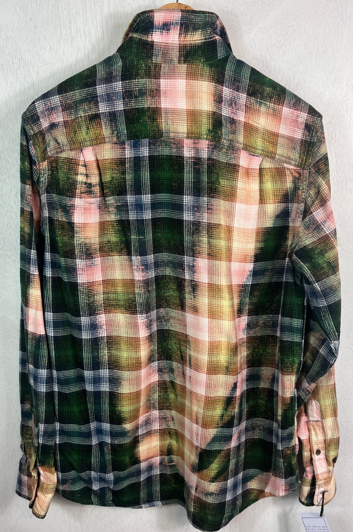 Vintage Green, Pink, Yellow and Black Flannel Size Medium