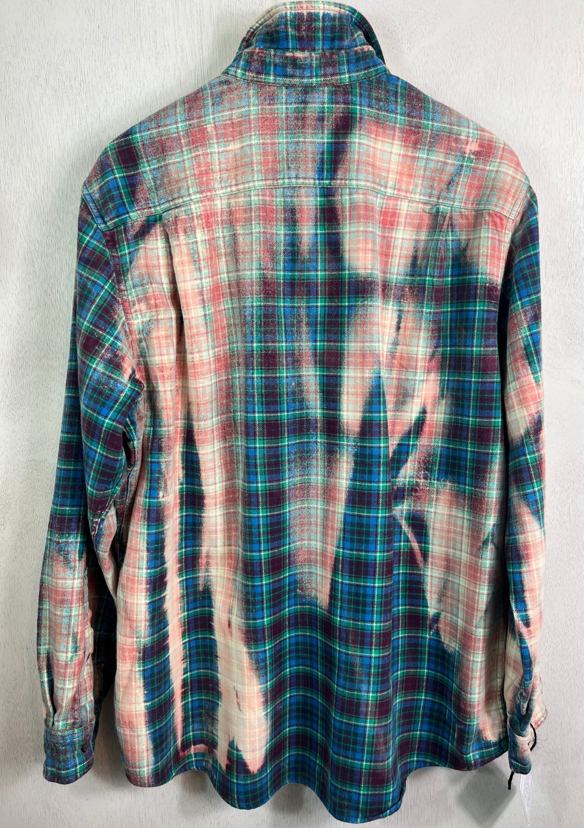 Vintage Turquoise, Navy Blue, Purple, Pink and White Flannel Size XL