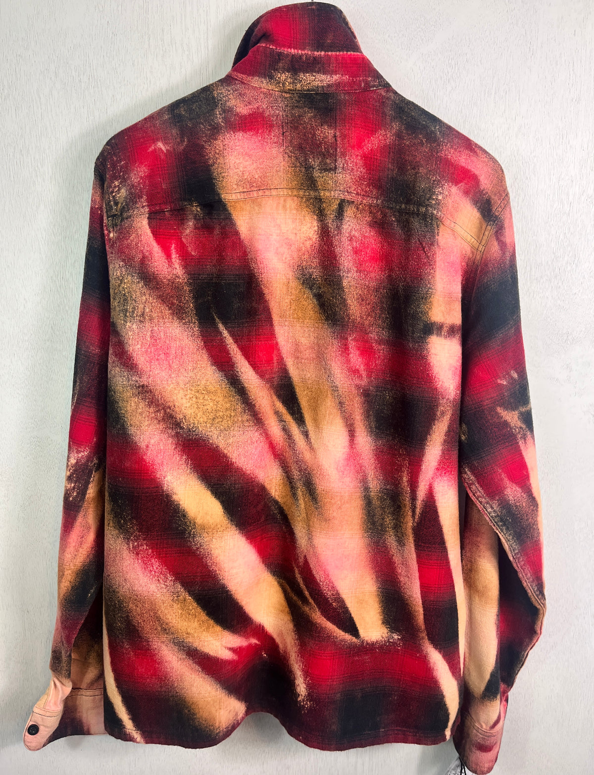 Vintage Red, Black, Gold and Pink Flannel Size Large