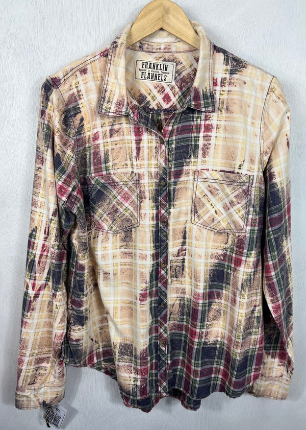 Vintgae Plum, Green, Navy and Cream Flannel Size Small