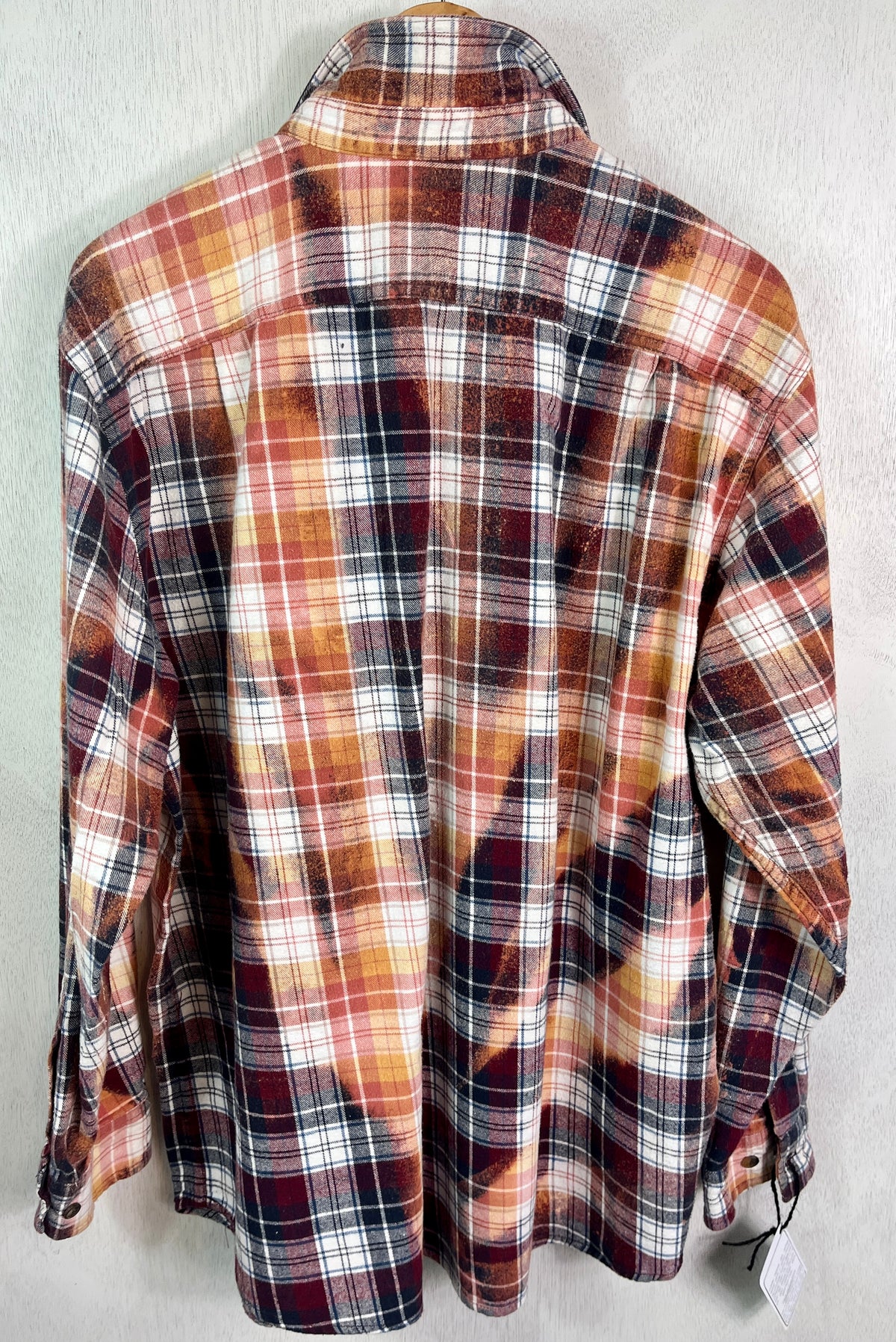 Vintage Burgundy, White, Black, Peach and Gold Flannel Size XL
