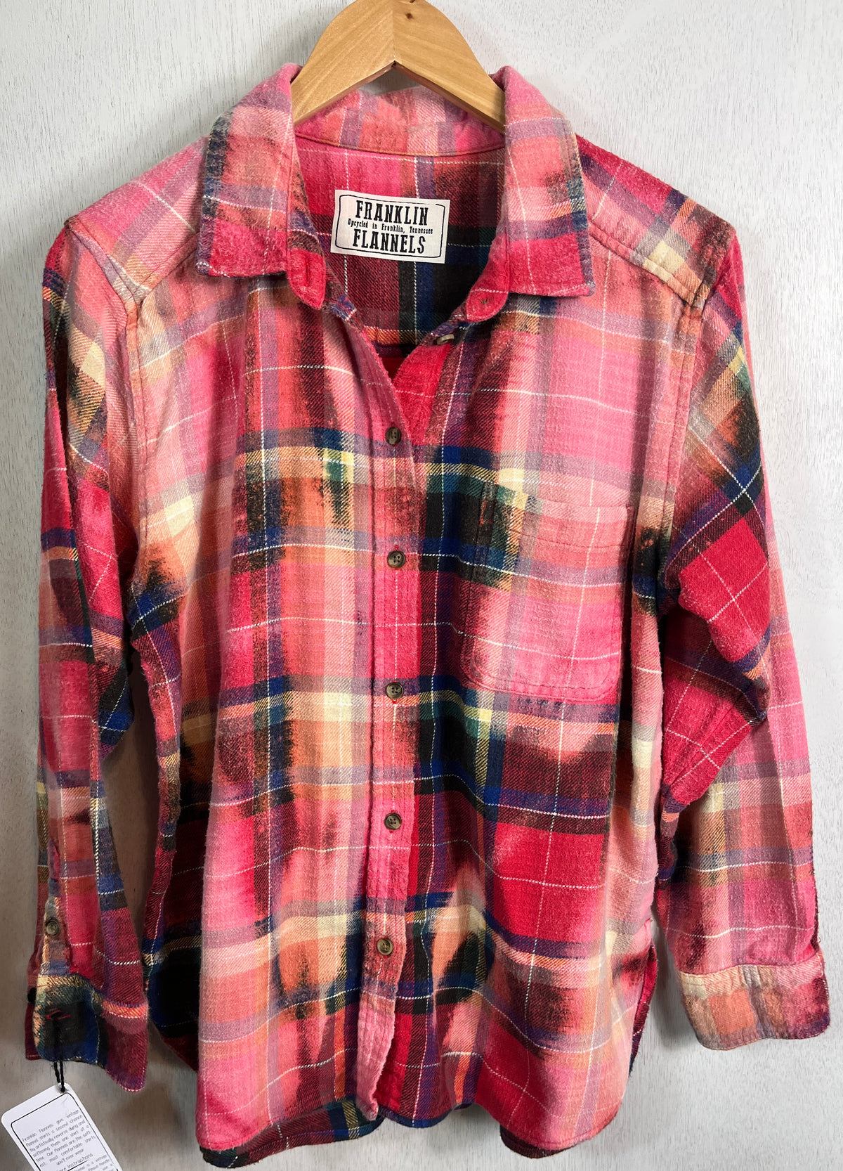 Vintage Pink, Red, Navy and White Flannel Size Small
