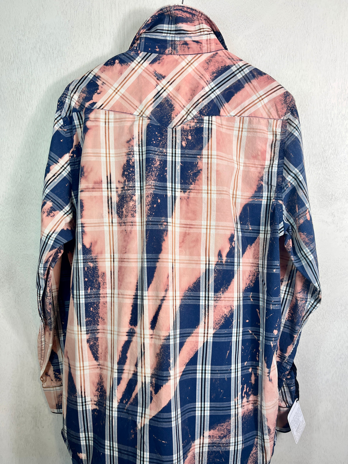 Vintage Western Style Navy, Light Blue, White and Pink Lightweight Cotton Size Large Tall
