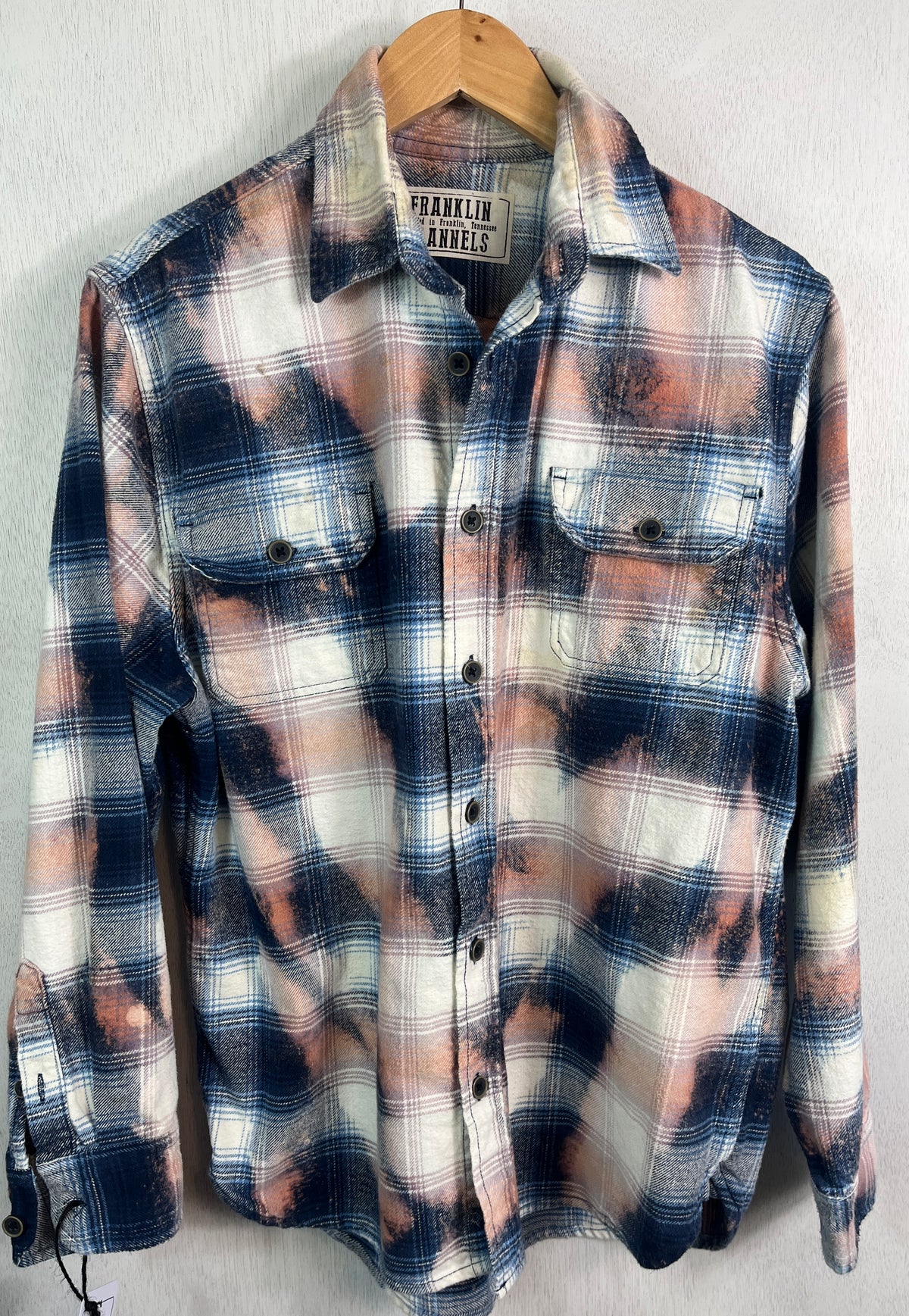 Vintage Navy, Light Blue, White and Pink Flannel Jacket Size Small