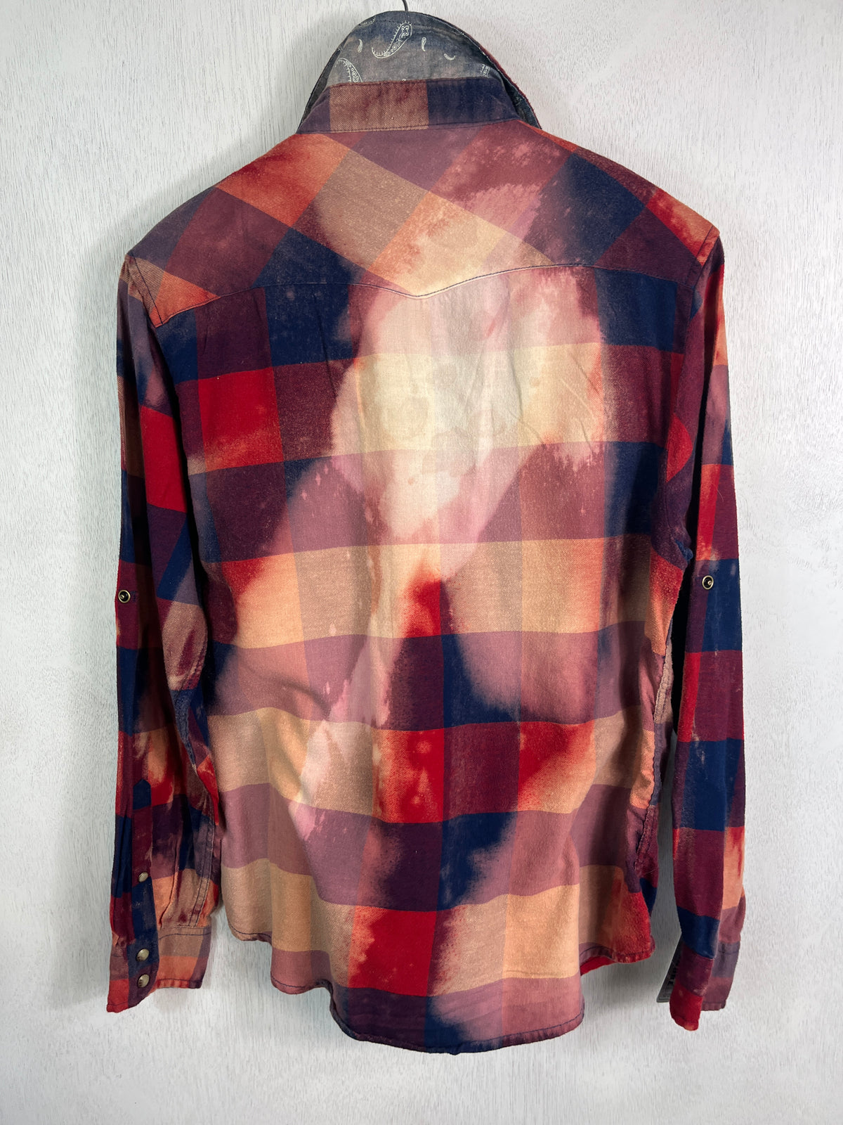 Vintage Western Style Blue, Red and Gold Flannel Size Small