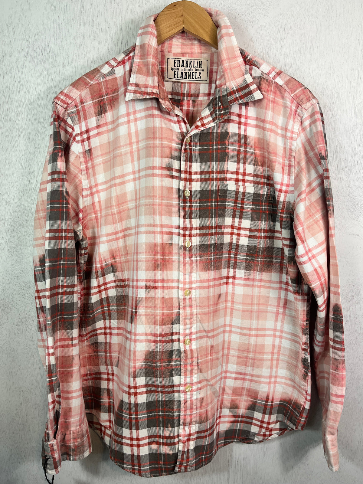 Vintage Pink, Grey, White and Cherry Flannel Size Medium