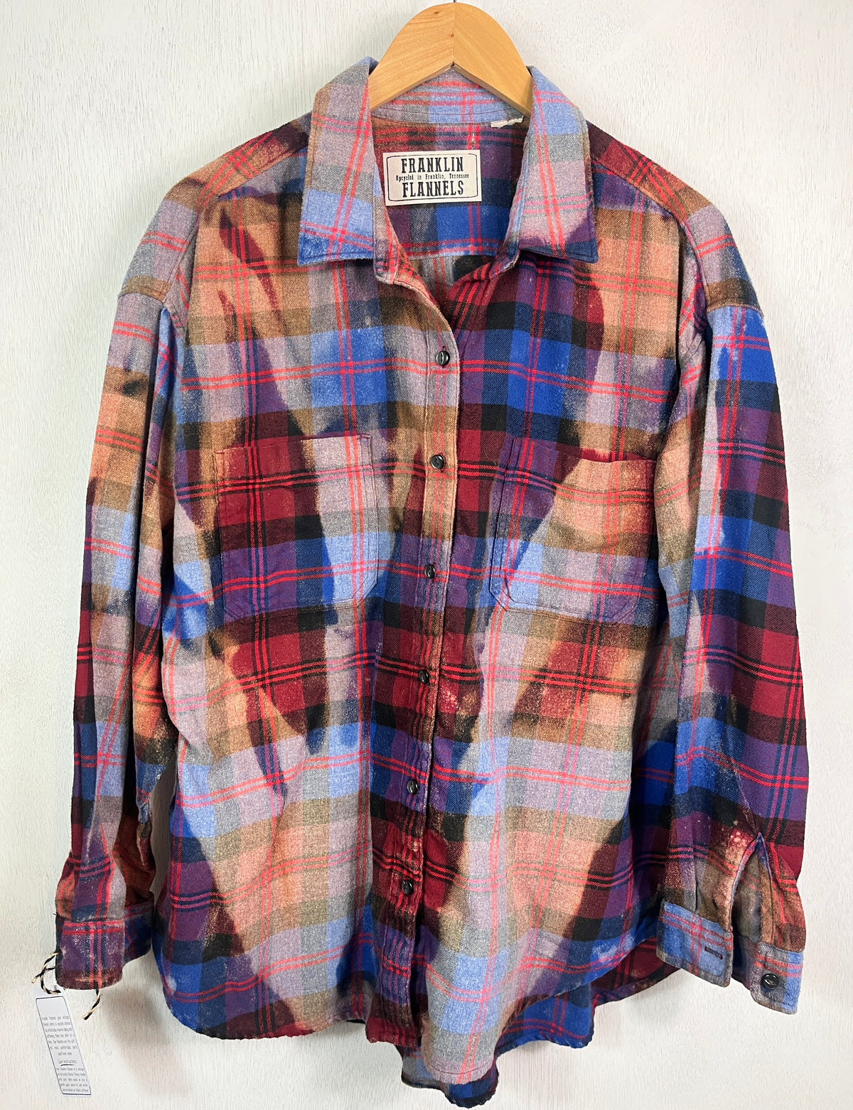 Vintage Royal Blue, Black, Red and Brown Flannel Size XL