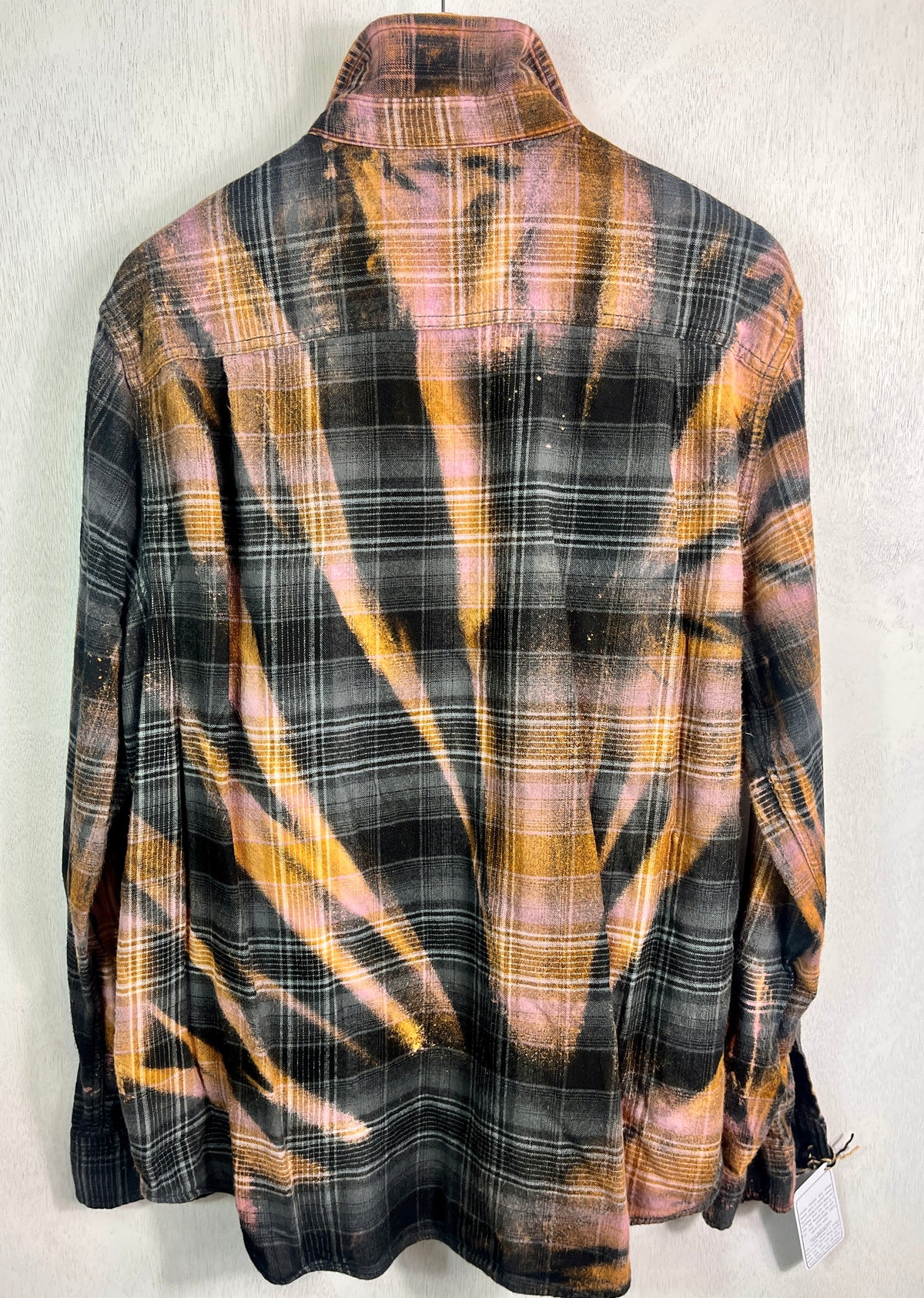 Vintage Black, Grey, Rust and White Flannel Size Large Tall