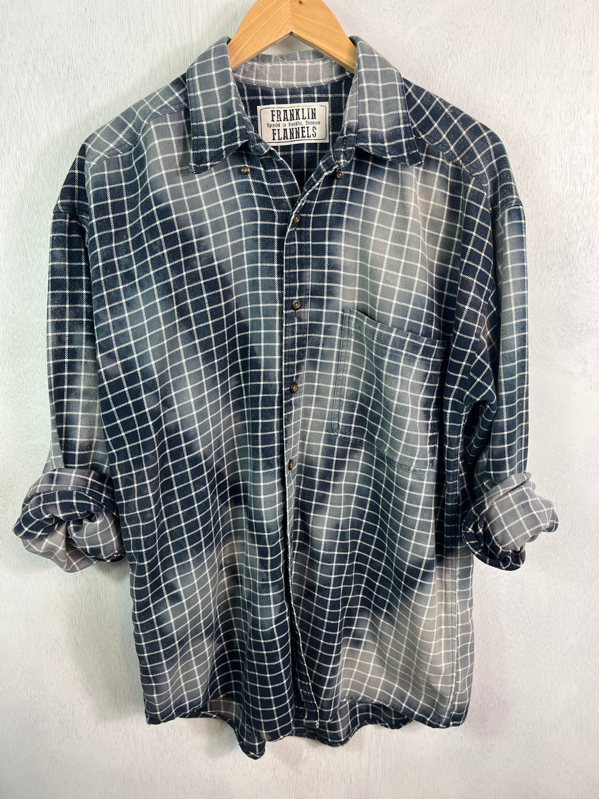 Vintage Faded Blue and White Flannel Size XL