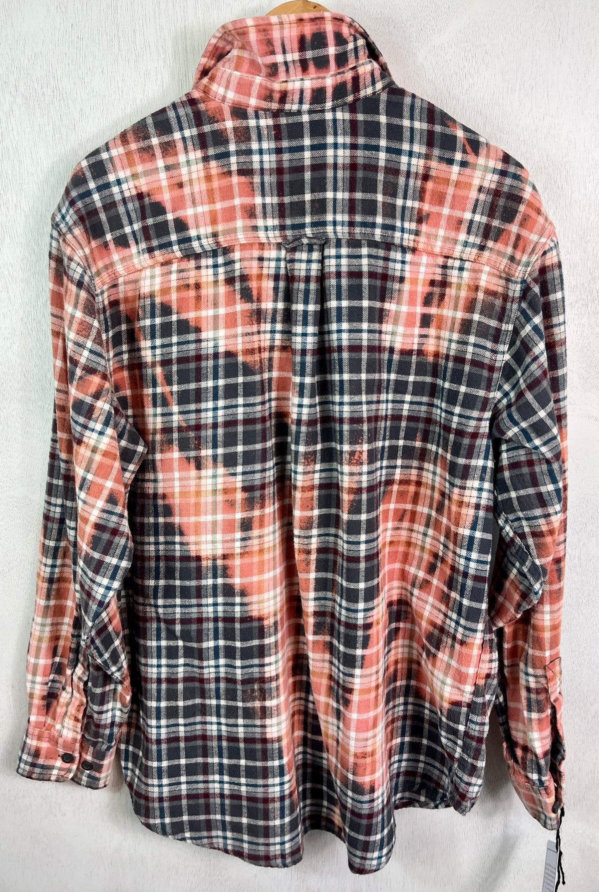Vintage Grey, Burgundy, White and Pink Flannel Size XL