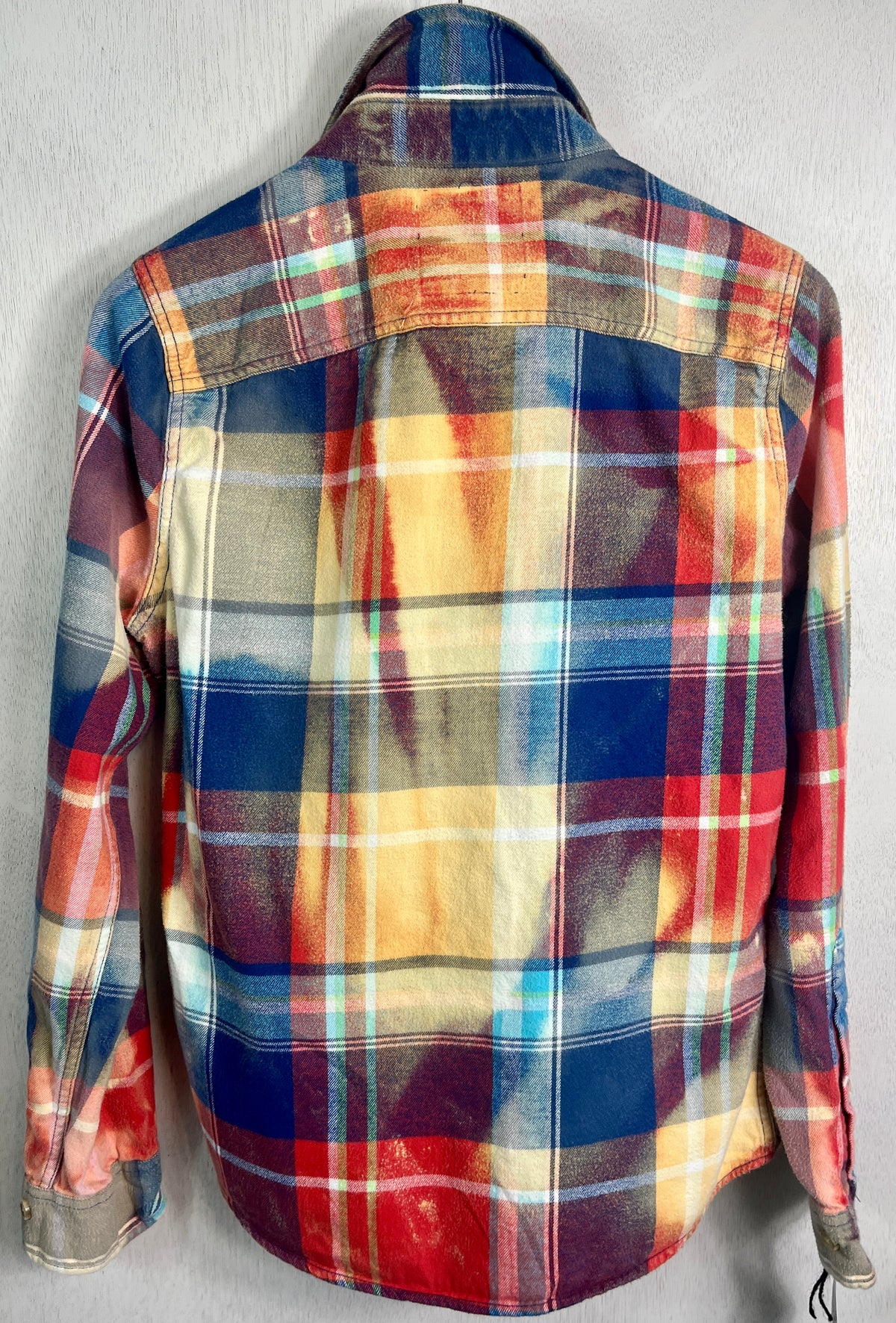 Vintage Blue, Yellow, Red and Pink Flannel Size Small