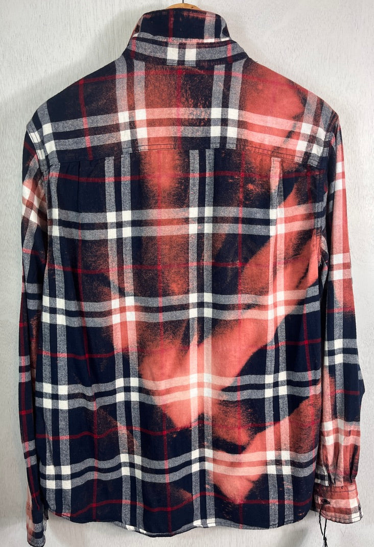 Vintage Navy Blue, Red, White and Dusty Rose Flannel Size Medium