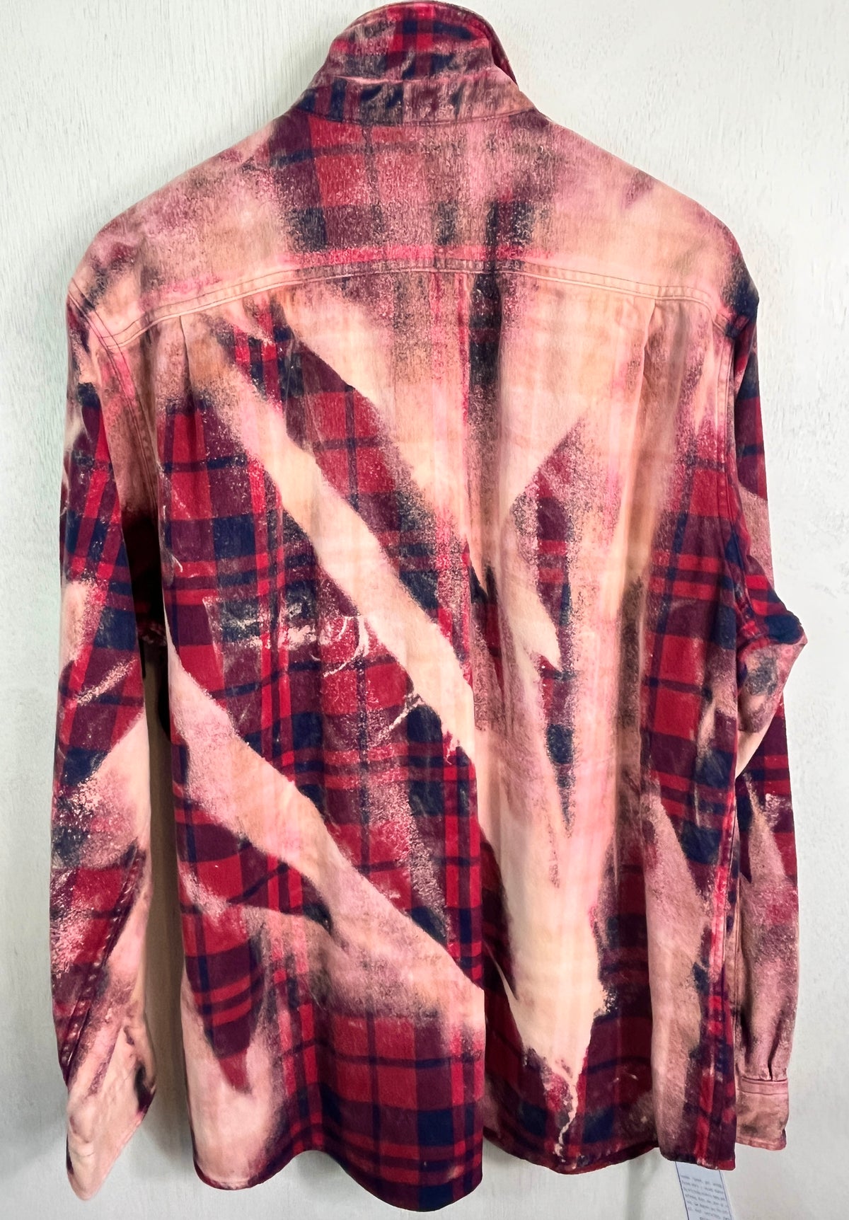 Vintage Deep Red, Navy and Pink Flannel Size Large