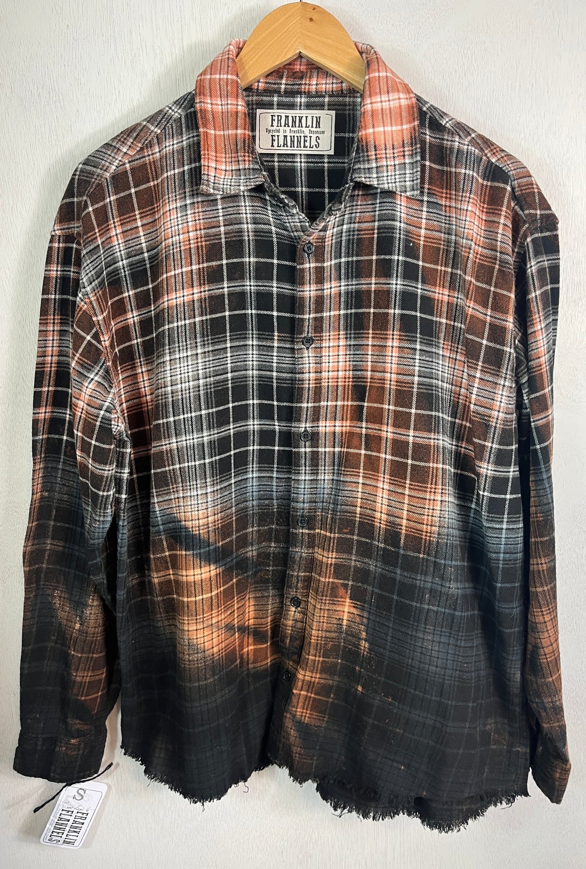 Vintage Black, Grey, White and Caramel Flannel Size Small