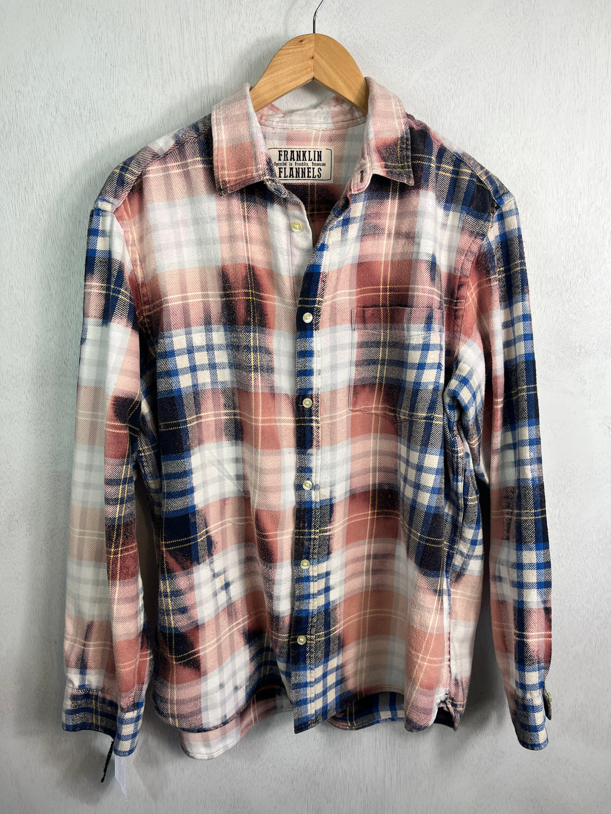 Vintage Navy, Blue, Black, Pink and White Flannel Size Large