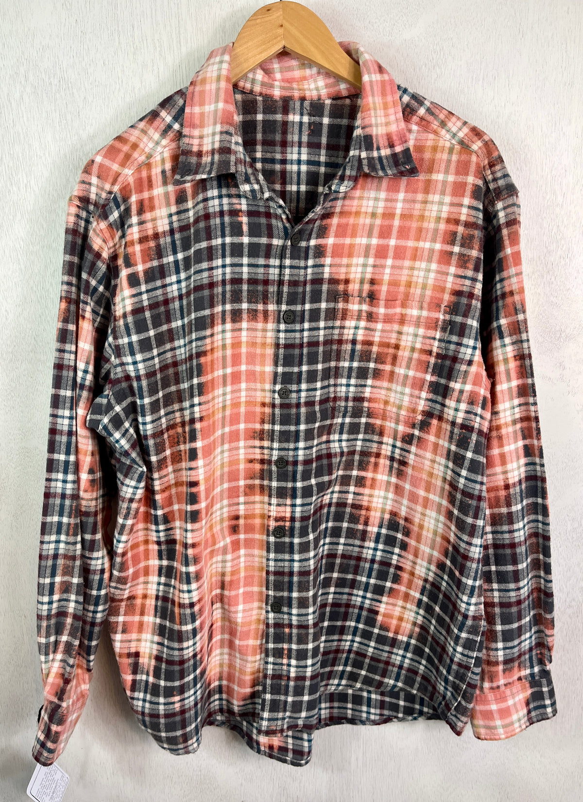 Vintage Grey, Burgundy, White and Pink Flannel Size XL