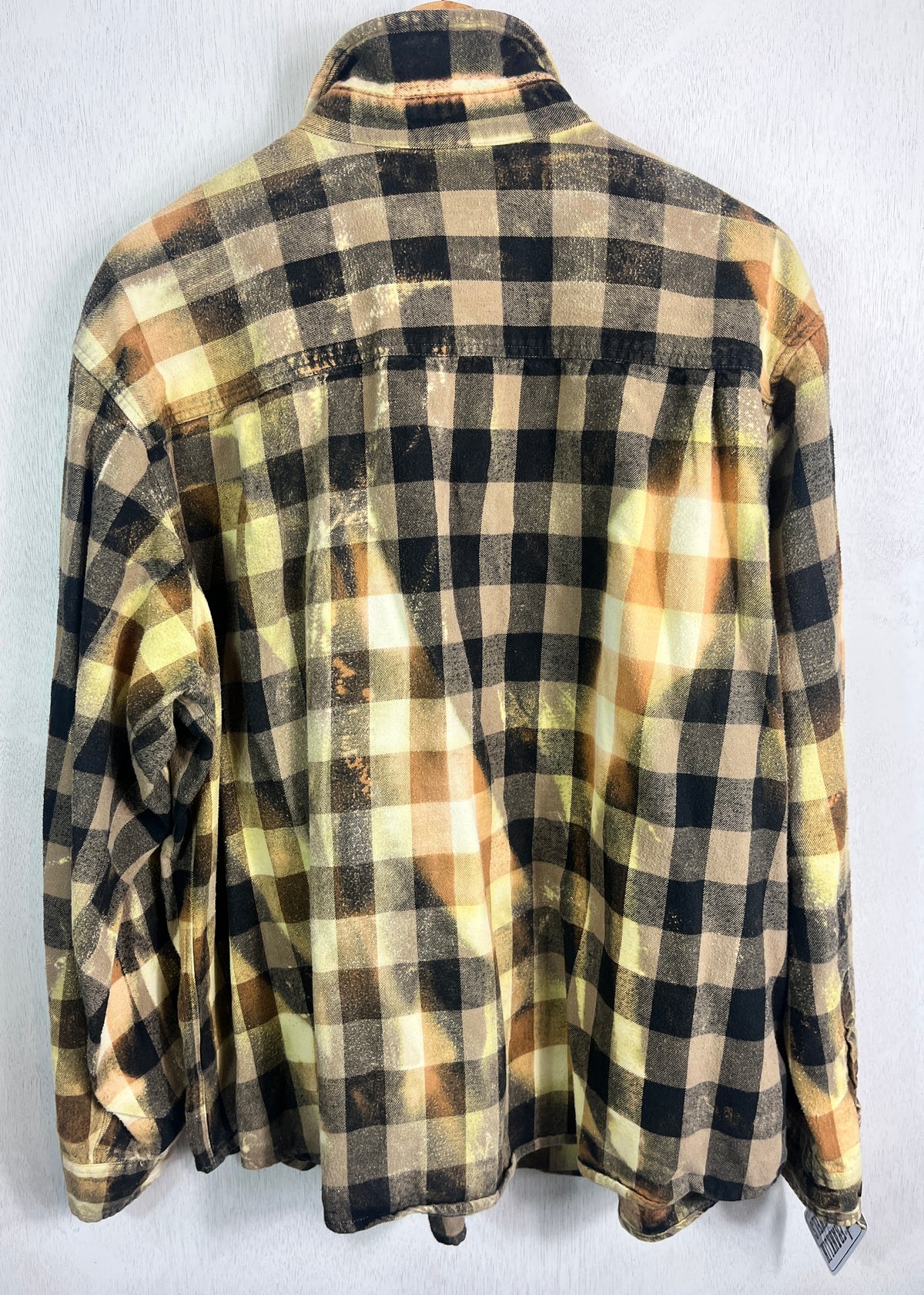 Vintage Brown, Black, Gold and Light Yellow Flannel Size XL