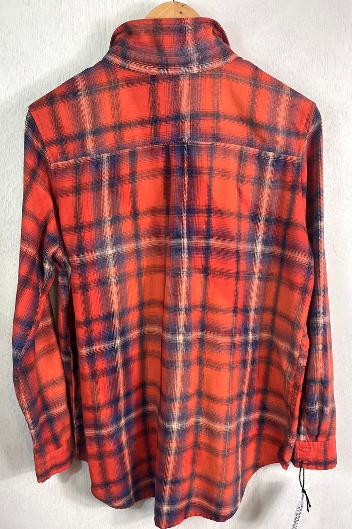 Vintage Brick Red, Blue and White Flannel Size Small