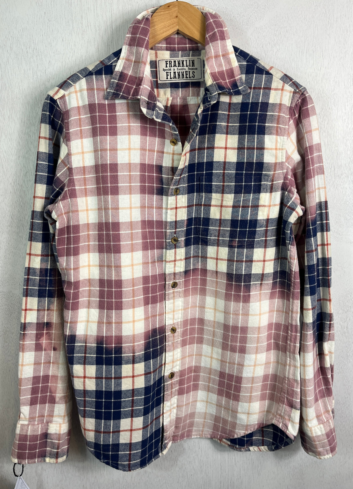 Vintage Navy, Dusty Rose, White and Red Flannel Size Small
