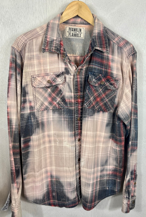 Vintage Grey, Taupe and Red Flannel Size Large
